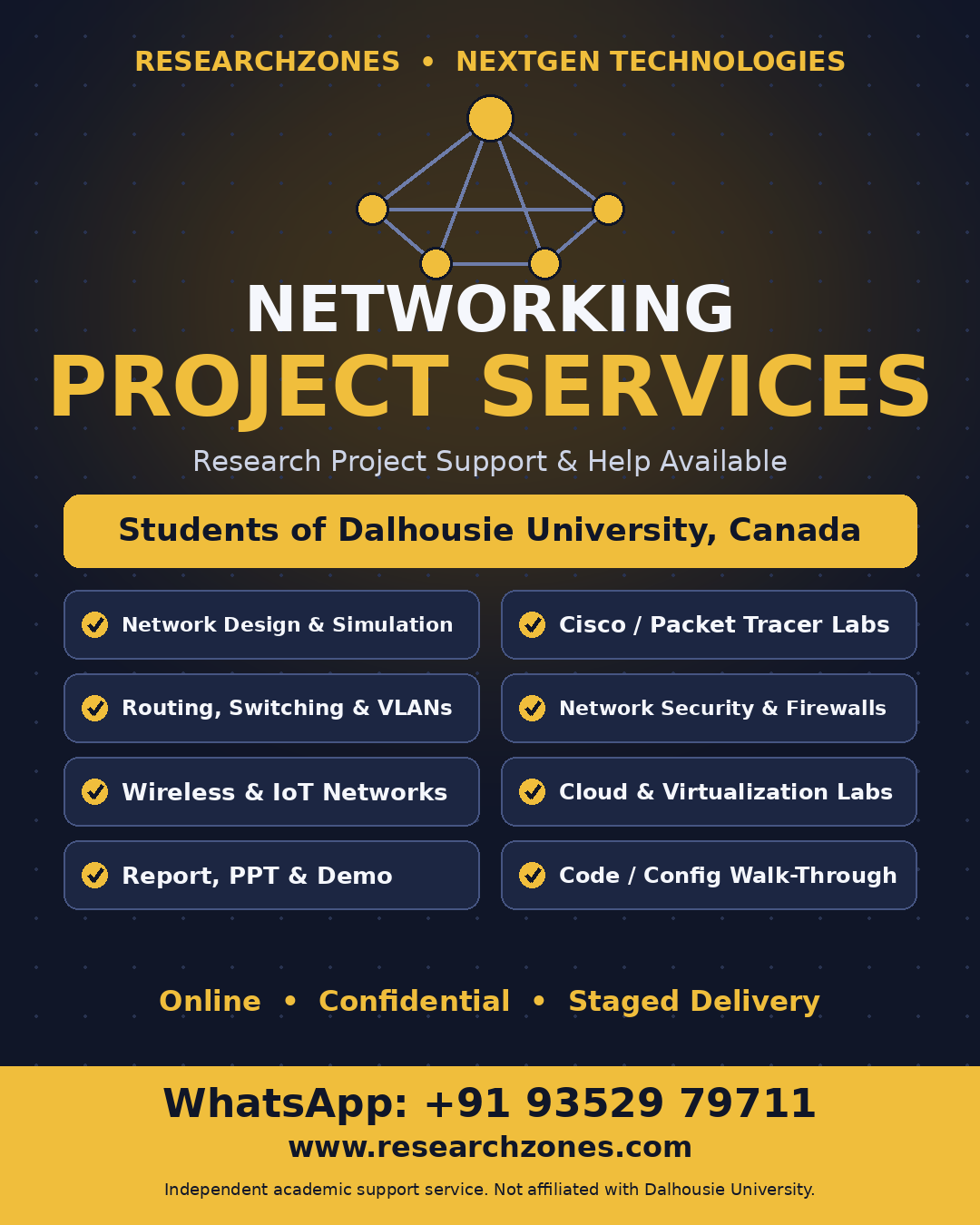 Networking Project Help for Dalhousie University Students — Design, Simulation, Security, Report & Demo